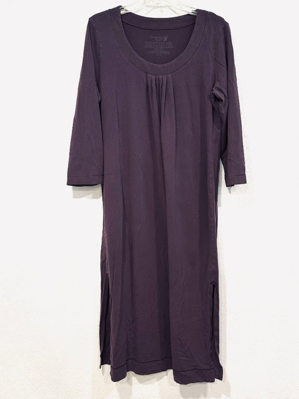 Tranquility by SOMA Sleep Nightgown Purple Stretch Pima Cotton Comfort Sz Large